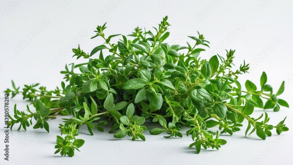 Thyme separated. Fresh thyme plant assortment is floating. Thyme separated. Fresh thyme plant assortment is floating.