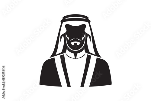 Symbol of simple Arabian man icon silhouette in a simple, minimalist vector on a white background