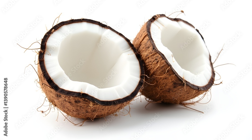 Round Coconut with Cracked Open Half Round Coconut with Cracked Open Half