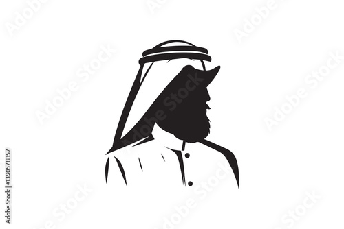 Symbol of simple Arabian man icon silhouette in a simple, minimalist vector on a white background