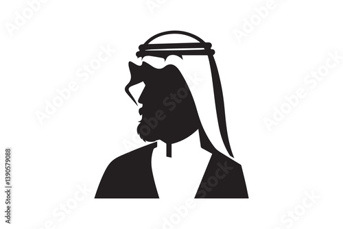 Symbol of simple Arabian man icon silhouette in a simple, minimalist vector on a white background