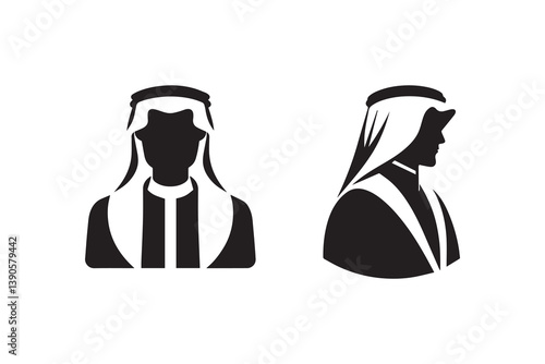 Symbol of simple Arabian man icon silhouette in a simple, minimalist vector on a white background