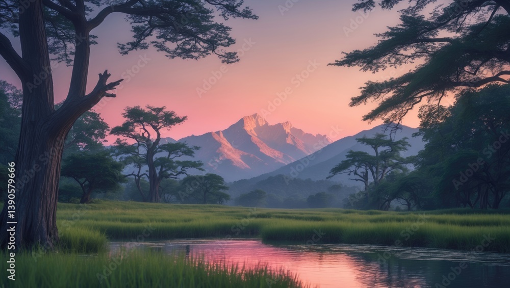 Fototapeta premium Sunset above the Mountains