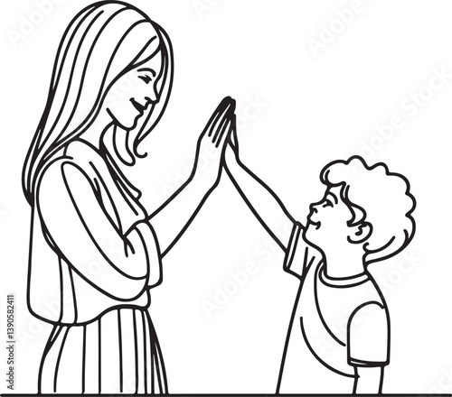 Celebrating Achievement with High Five Vector Art