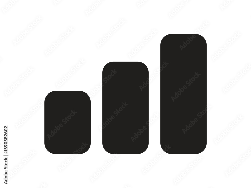 Single black arrow growing pointing up on chart graph bars icon, success graph trending upwards flat design interface infographic element for app ui ux web button vector isolated on white background Single black arrow growing pointing up on chart graph bars icon, success graph trending upwards flat design interface infographic element for app ui ux web button vector isolated on white background
