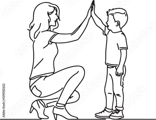 Celebrating Achievement with High Five Vector Art