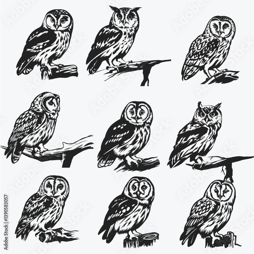 Tawny Owl SVG file for Cricut, Bird laser cut vector, woodland clipart, bird DXF plasma cnc, branch, garden decoration, Printable art, png