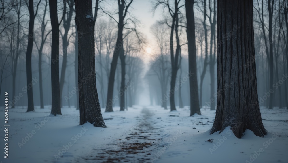 A mesmerizing picture of a winter beech woodland, with a blanket of snow on the ground and trees stripped of leaves. The peaceful setting showcases the tranquil charm of the environment. A mesmerizing picture of a winter beech woodland, with a blanket of snow on the ground and trees stripped of leaves. The peaceful setting showcases the tranquil charm of the environment.