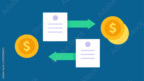 Coins Transforming into Paper Notes A visual of coins on one side transitioning into paper notes on the other side representing the conversion of crypto assets into interest