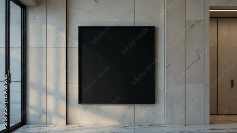 Vacant office sign displayed on a marble backdrop for promotional mockup. Unfilled template for logo, branding, and corporate identity.