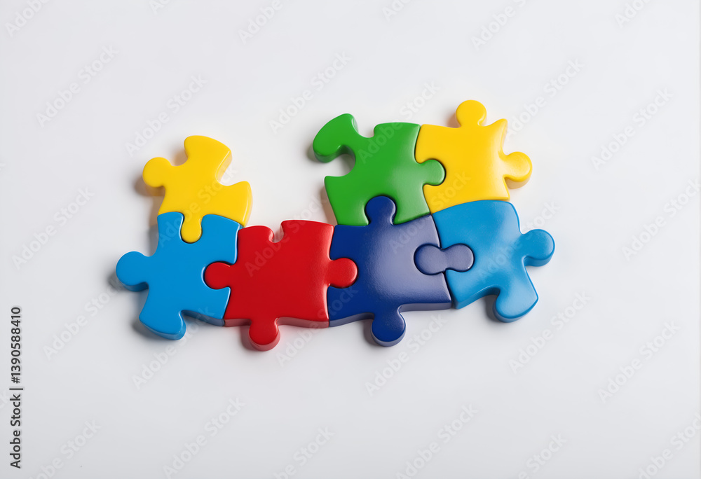 Autism symbol. Colorful puzzle pieces.