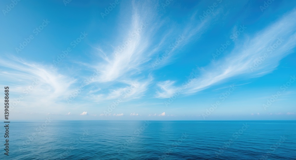 Obraz premium Azure ocean beneath a cloudy sky.