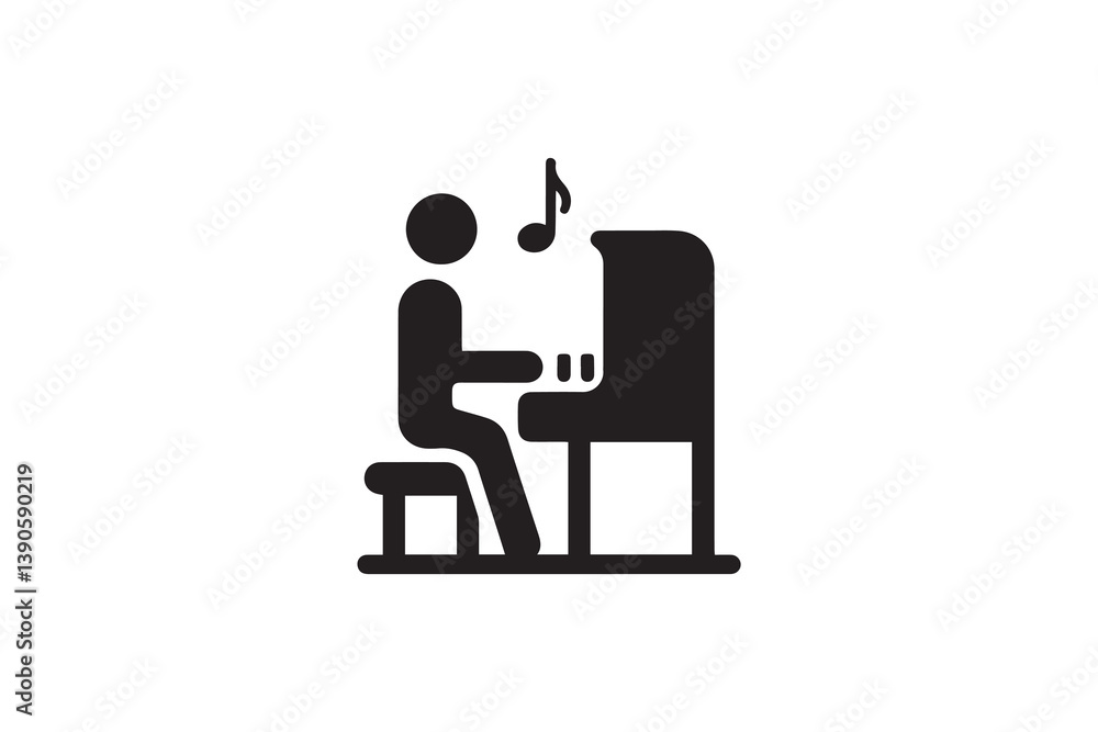 Symbol of simple Piano icon silhouette in a simple, minimalist vector on a white background Symbol of simple Piano icon silhouette in a simple, minimalist vector on a white background