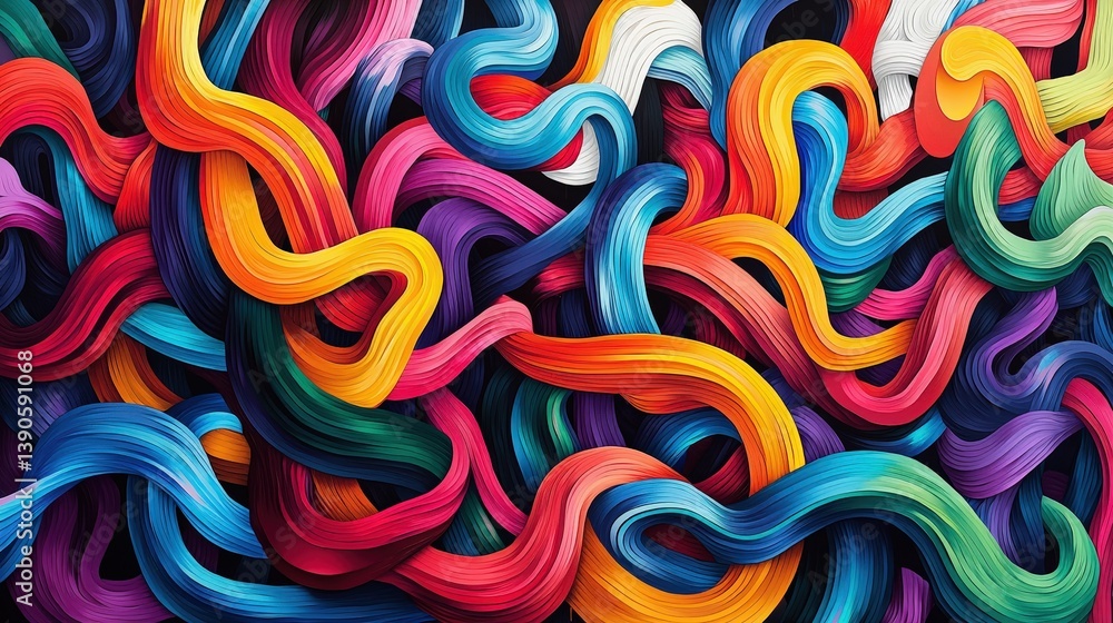Obraz premium Vibrant abstract swirls in kaleidoscope colors - dynamic fluid brushstroke background
