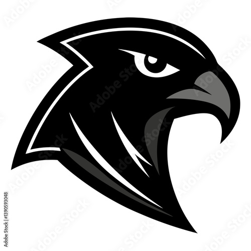Hawk Head Icon Vector Art Angry Bird Black Silhouette Mascot Design

