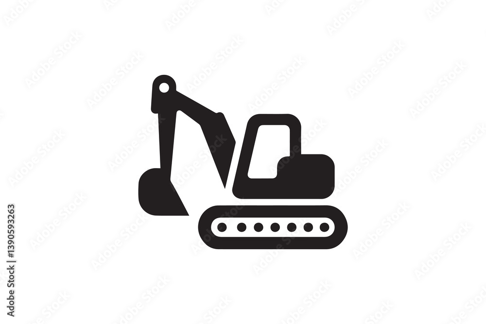 Naklejka premium Symbol of simple Excavator icon silhouette in a simple, minimalist vector on a white background