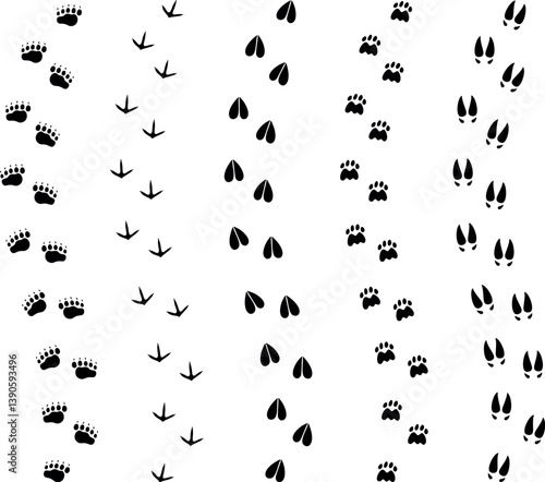 Paw print silhouette. Isolated paw print on white background