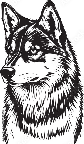 Husky dog. Hand drawn vector illustration
