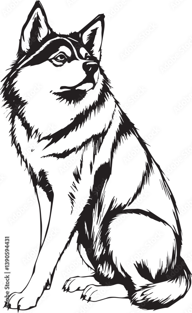 Obraz premium Husky dog. Hand drawn vector illustration