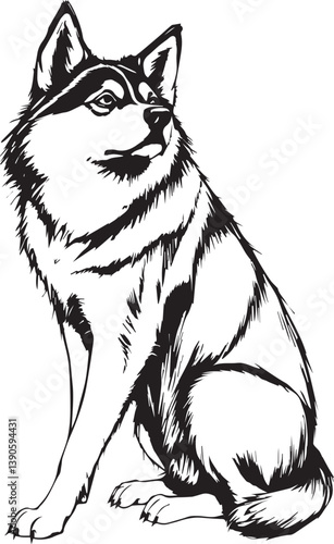 Husky dog. Hand drawn vector illustration