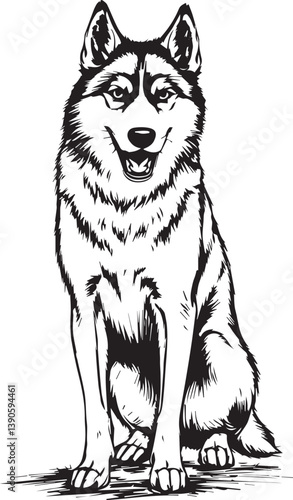 Husky dog. Hand drawn vector illustration
