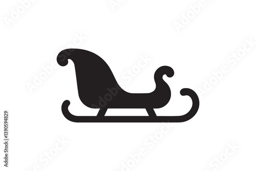 Symbol of simple Santa's sleight icon silhouette in a simple, minimalist vector on a white background