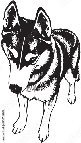 Husky dog. Hand drawn vector illustration