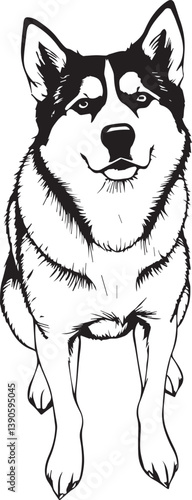 Husky dog. Hand drawn vector illustration