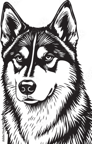 Husky dog. Hand drawn vector illustration