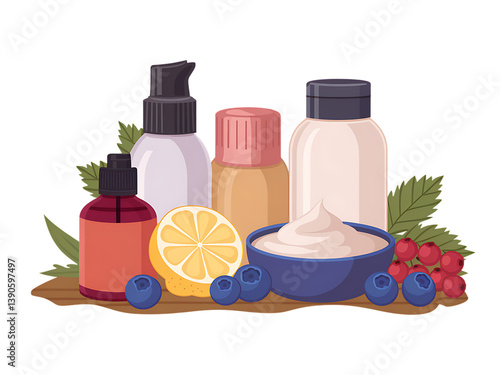 Natural Skincare Cosmetic Bottles isolated
