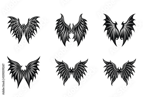 Infernal & Divine Wing Clipart Set – Includes highly detailed wings in angelic and demonic styles for creative digital design projects.