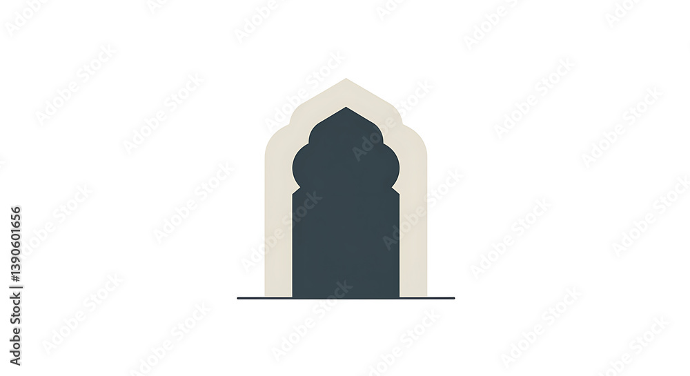 Fototapeta premium Minimalist representation of an arched doorway, showcasing cultural design elements