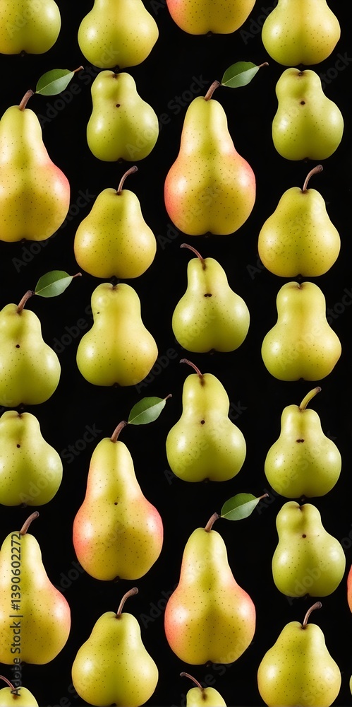 Pear fruits as food background. Top view flat lay