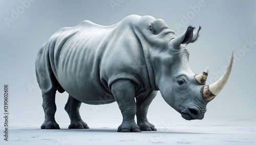 white rhinoceros ceratotherium simum set against a plain background