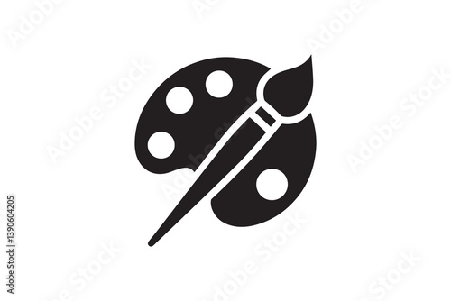 Symbol of simple paints brush palette icon silhouette in a simple, minimalist vector on a white background