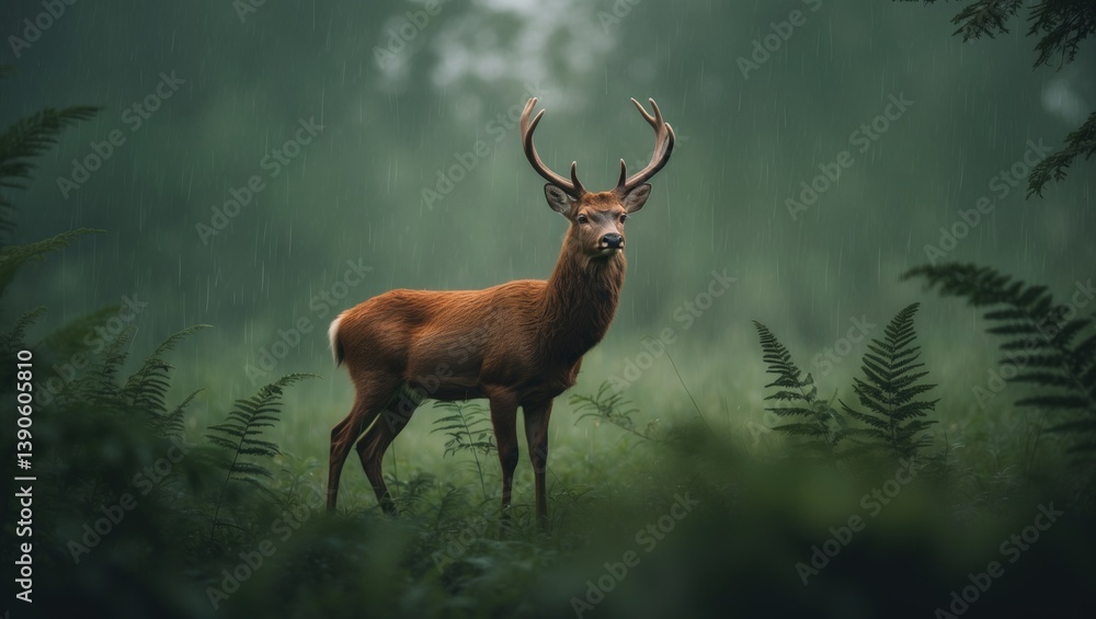 Fototapeta premium A young stag of the Red deer species