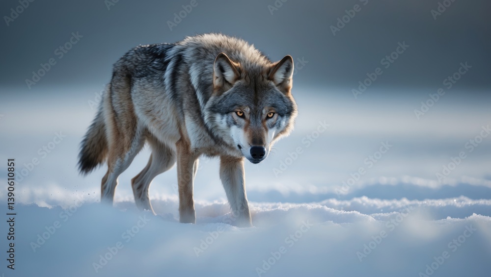 Fototapeta premium wolfdog in a snowy winter landscape