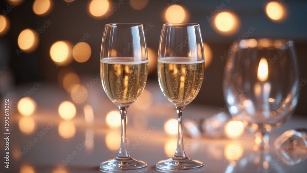 Wine glasses placed on a bar. Wine glasses placed on a bar.
