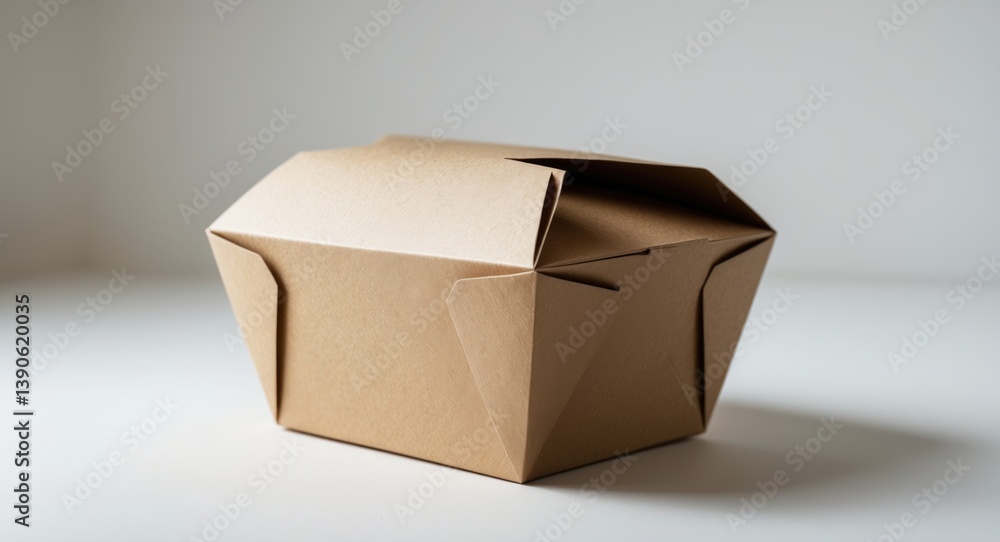 A sealed brown paper food container without a label
