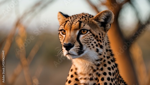A female cheetah captured in the wild