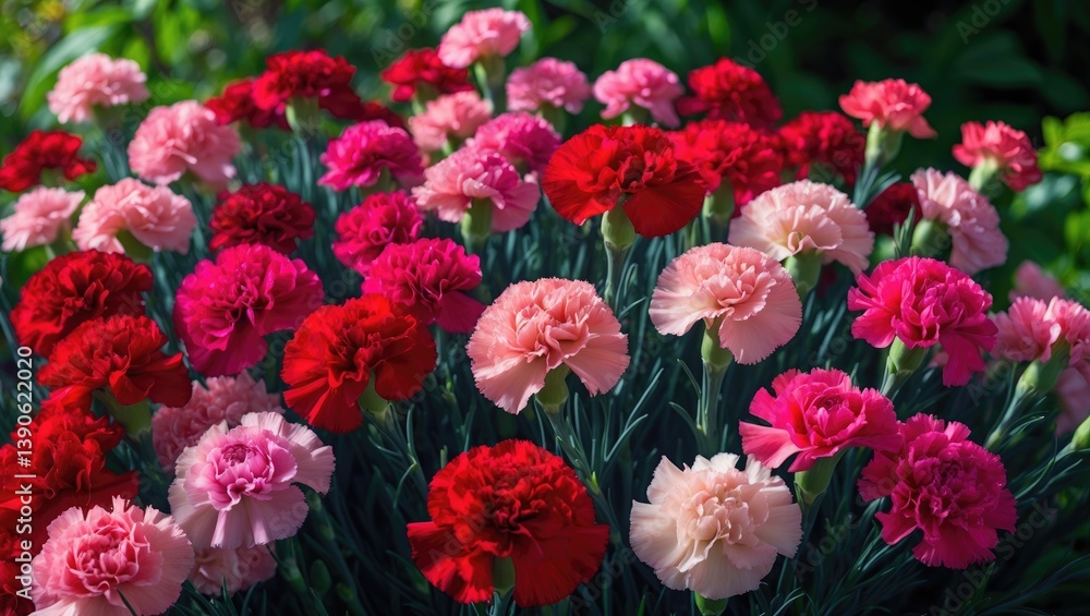 Red and pink blooms of carnation flowers Red and pink blooms of carnation flowers