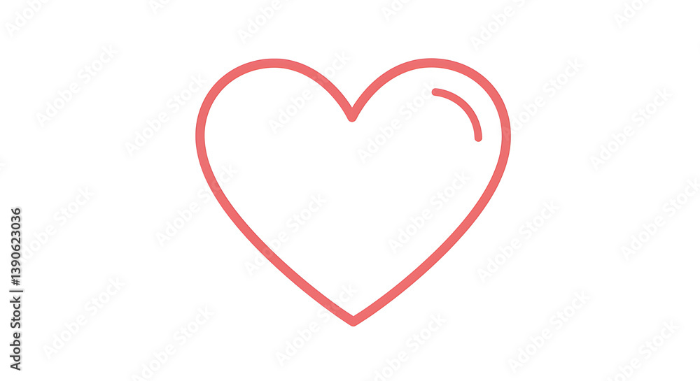 Charming blush pink heart icon on plain white background for Valentine's Day design Charming blush pink heart icon on plain white background for Valentine's Day design