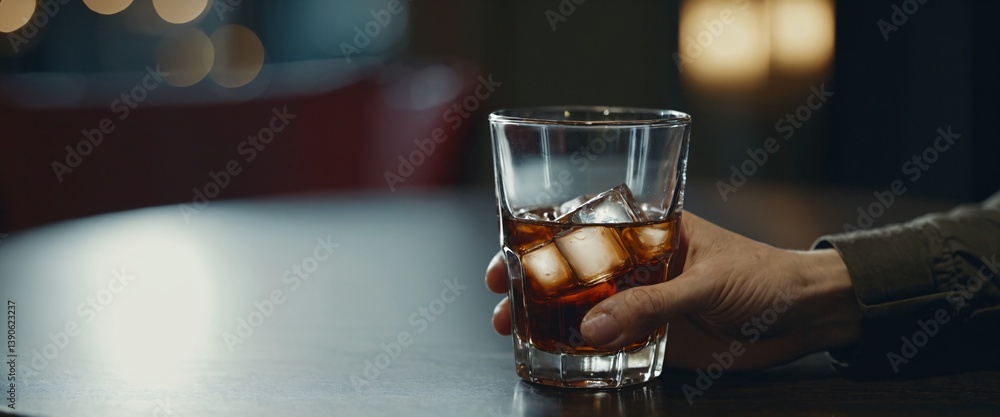 Depressed female, alcoholic drinking whiskey at home. Alcoholism
