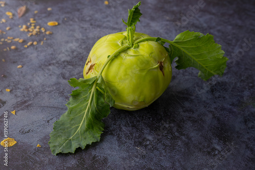 Obraz na płótnie It is also known by names such as Kohlrabi, German turnip, Gulumbra, Yerbasi, Kolorabi. w salonie