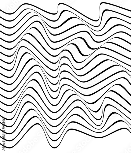 Wavy Line Abstract Background in Black and White