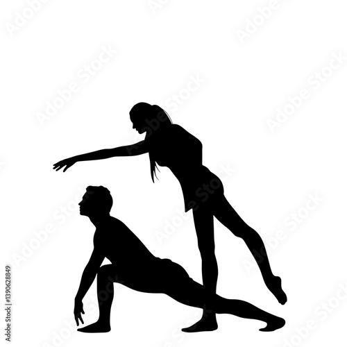 Silhouette of yoga therapy session