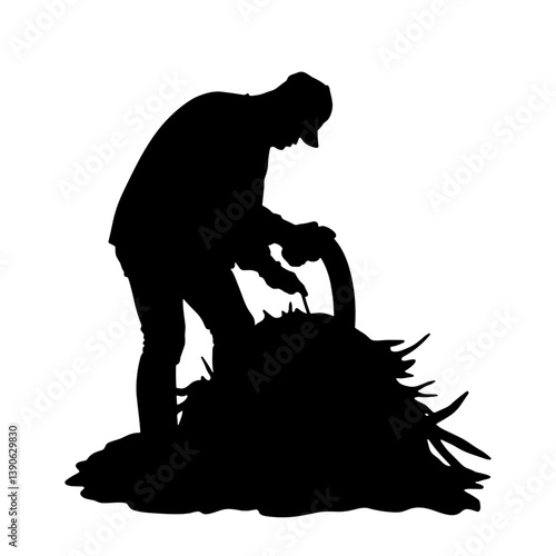 Labor Day Worker Silhouette of a person sawing wood