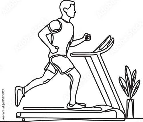Sportive Man Speed Running on Treadmill