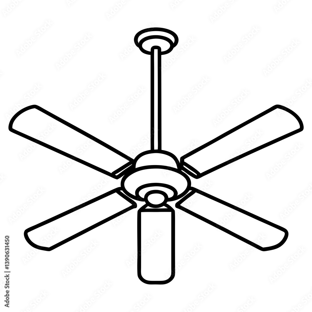 Minimal Ceiling Fan Vector Illustration on White Background Minimal Ceiling Fan Vector Illustration on White Background