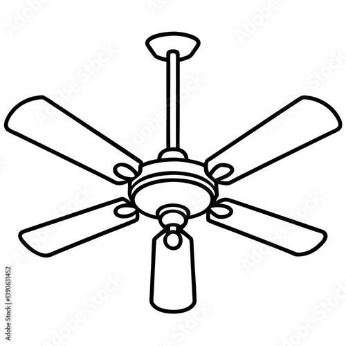 Minimal Ceiling Fan Vector Illustration on White Background